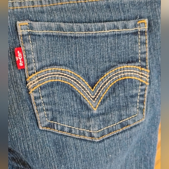 Levi's Super Skinny Blue Jeans Girls Sz 7 Stretch Dark Wash Low Rise D-2 - Picture 3 of 11